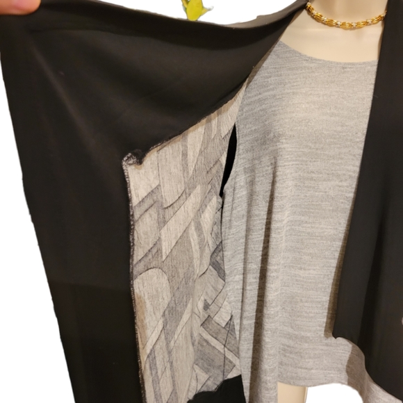 Alfred Dunner S Top with Cover Black Grey 3/4 Sleeve - Picture 6 of 12